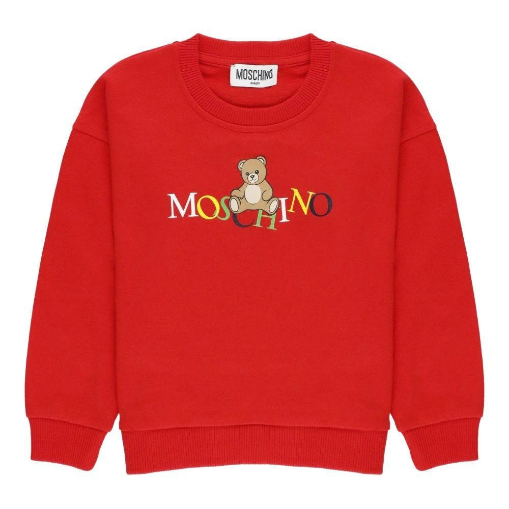 Felpa per neonati Moschino Kids rossa con motivo Teddy - Rubino Kids