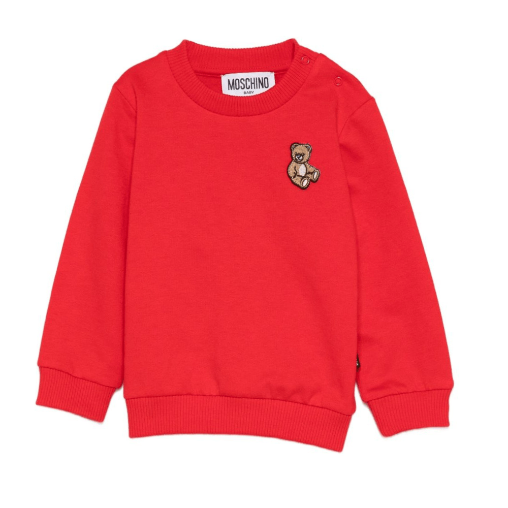 Felpa per neonati Moschino Kids rosso con logo Teddy Bear - Rubino Kids