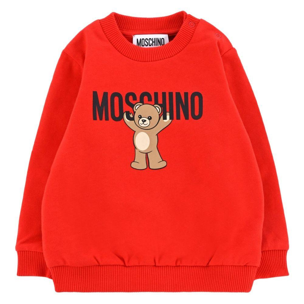 Felpa per neonati Moschino Kids rosso con logo Teddy Bear - Rubino Kids