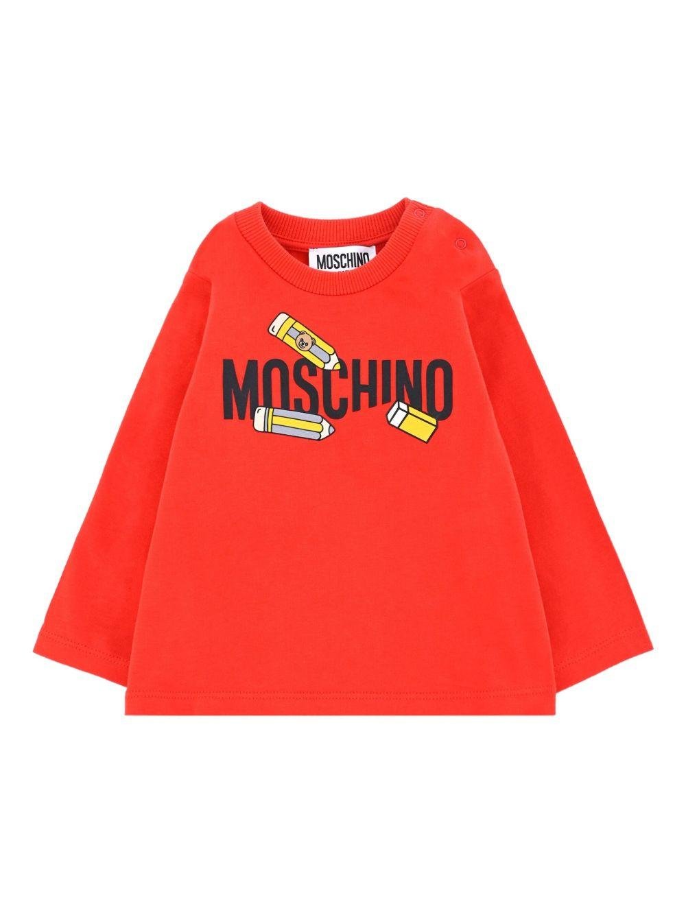 Felpa per neonati Moschino Kids rosso con stampa a matita - Rubino Kids