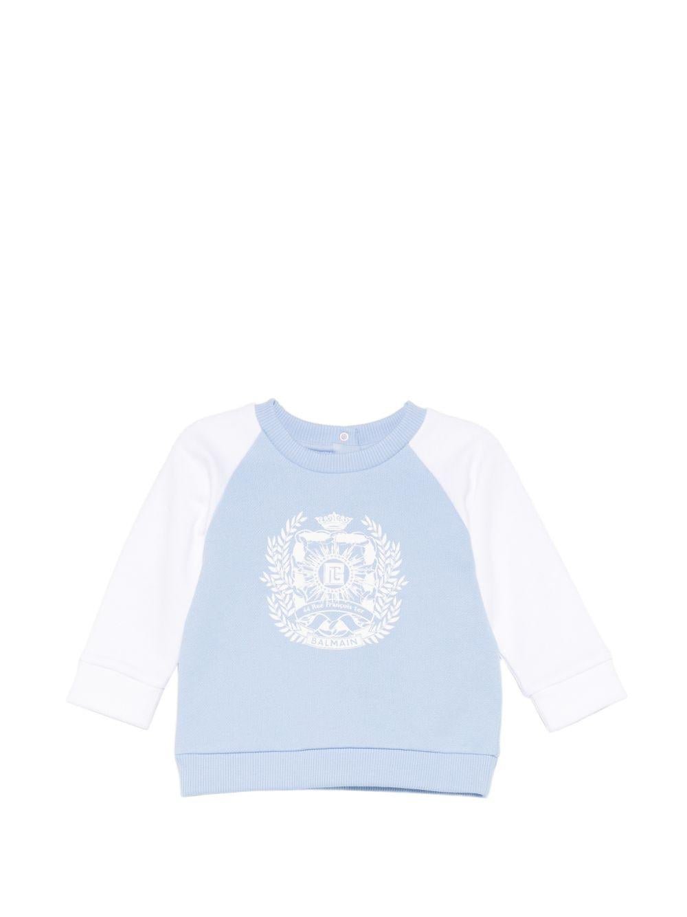 Felpa per neonato Balmain Kids azzurro con stampa grafica - Rubino Kids