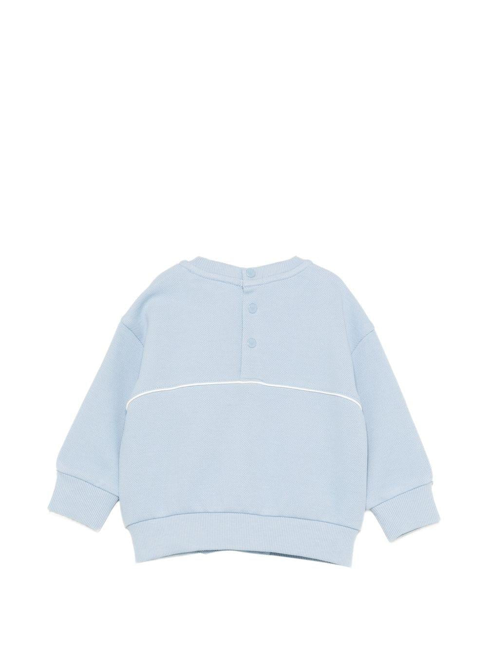 Felpa per neonato Emporio Armani Kids azzurra con applicazione con logo - Rubino Kids