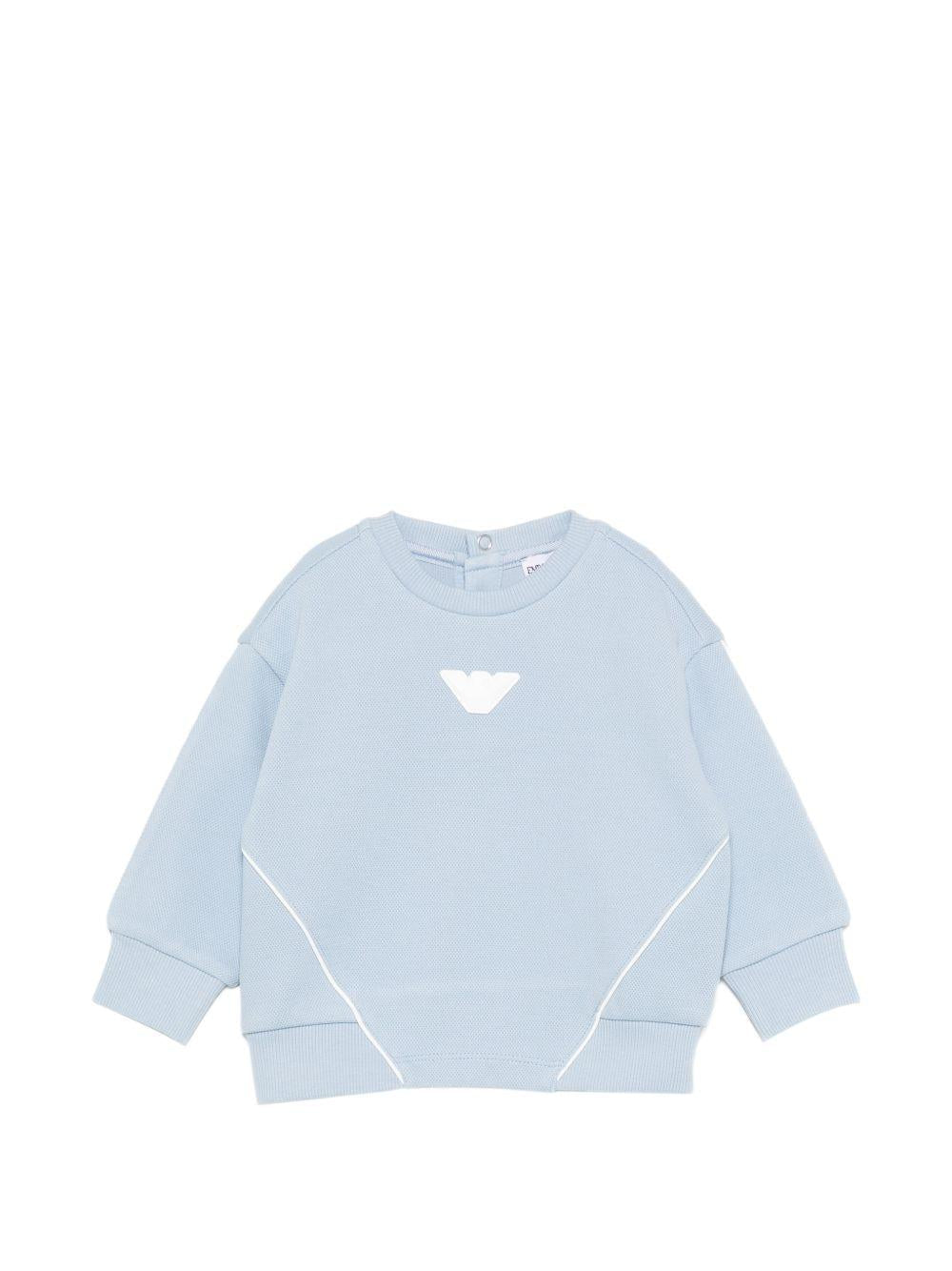 Felpa per neonato Emporio Armani Kids azzurra con applicazione con logo - Rubino Kids