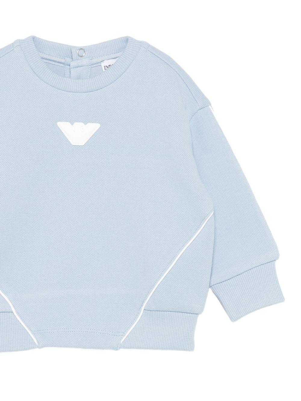 Felpa per neonato Emporio Armani Kids azzurra con applicazione con logo - Rubino Kids