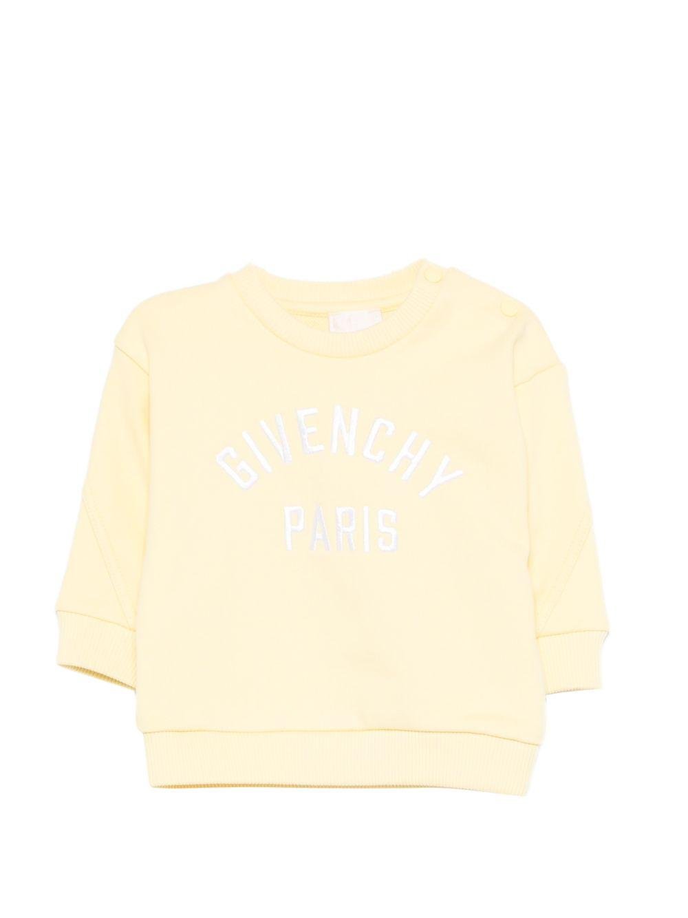 Felpa per neonato Givenchy Kids gialla con logo ricamato sul davanti - Rubino Kids