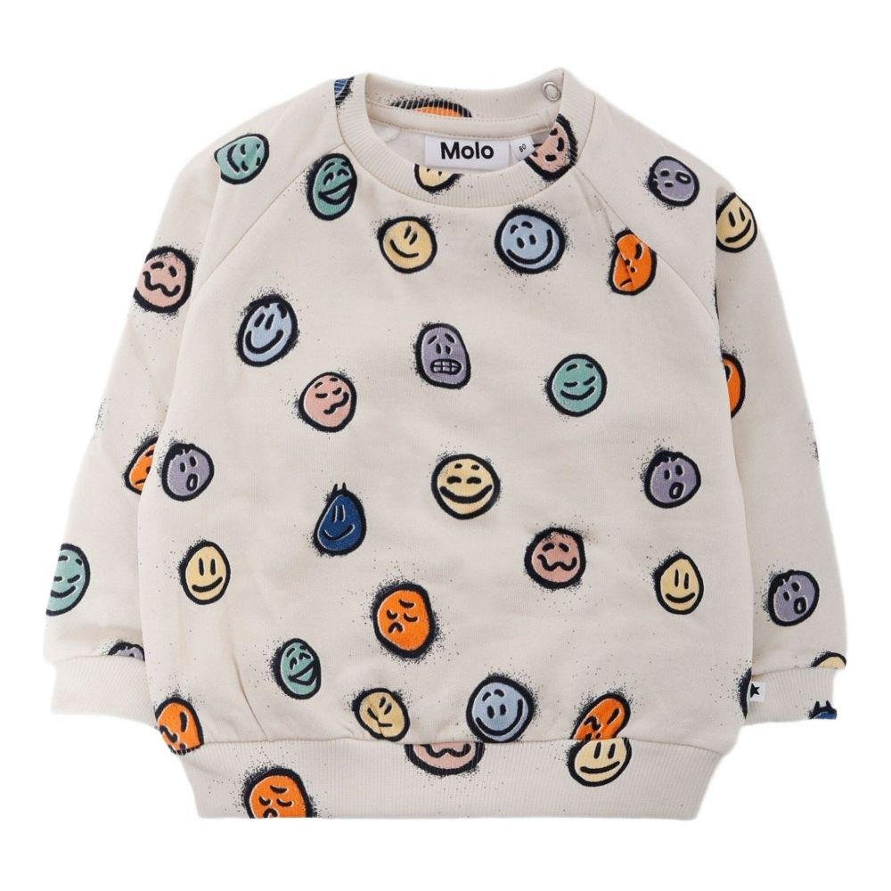 Felpa per neonato Molo grigia con stampa smiley all - over - Rubino Kids