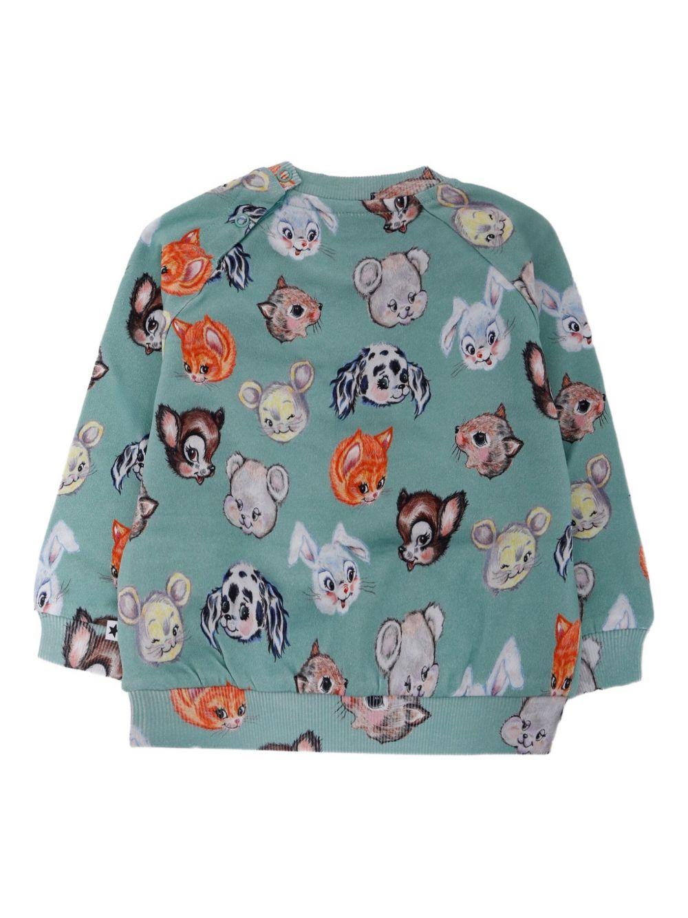 Felpa per neonato Molo verde Disc con stampa grafica all - over e maniche lunghe raglan - Rubino Kids