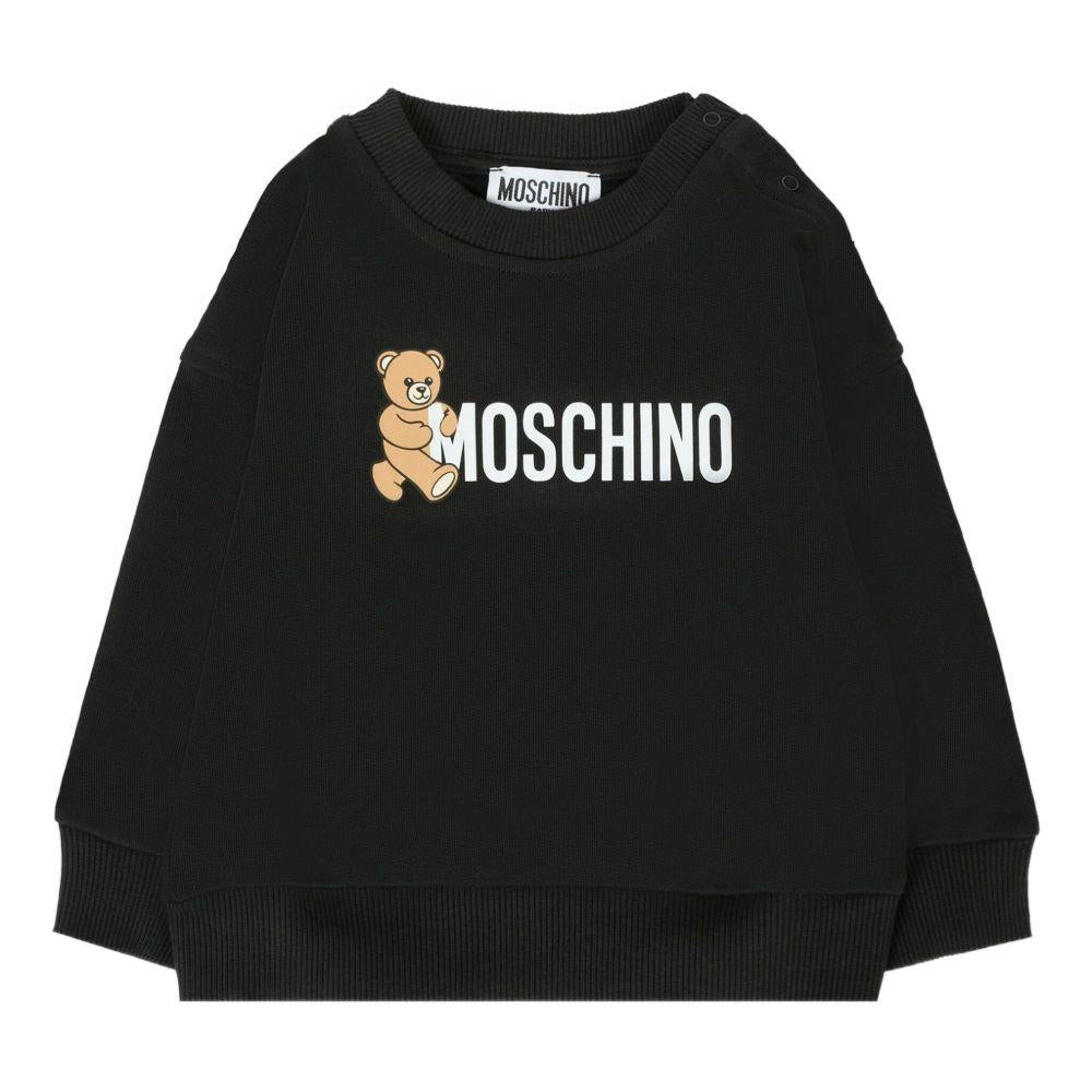 Felpa per neonato Moschino Kids nero con stampa logo - Rubino Kids