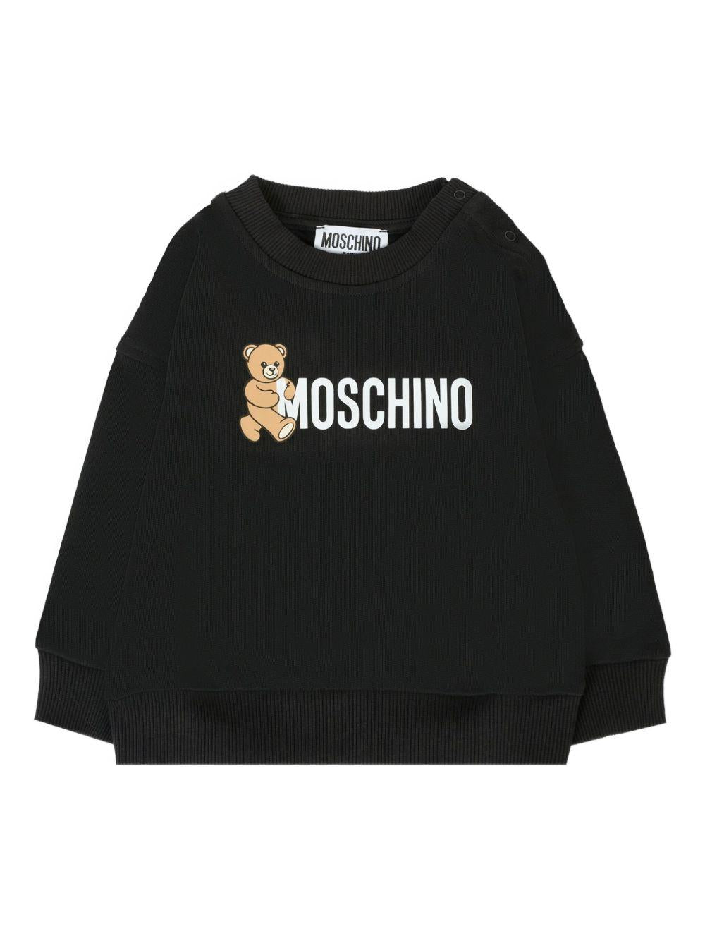 Felpa per neonato Moschino Kids nero con stampa logo - Rubino Kids