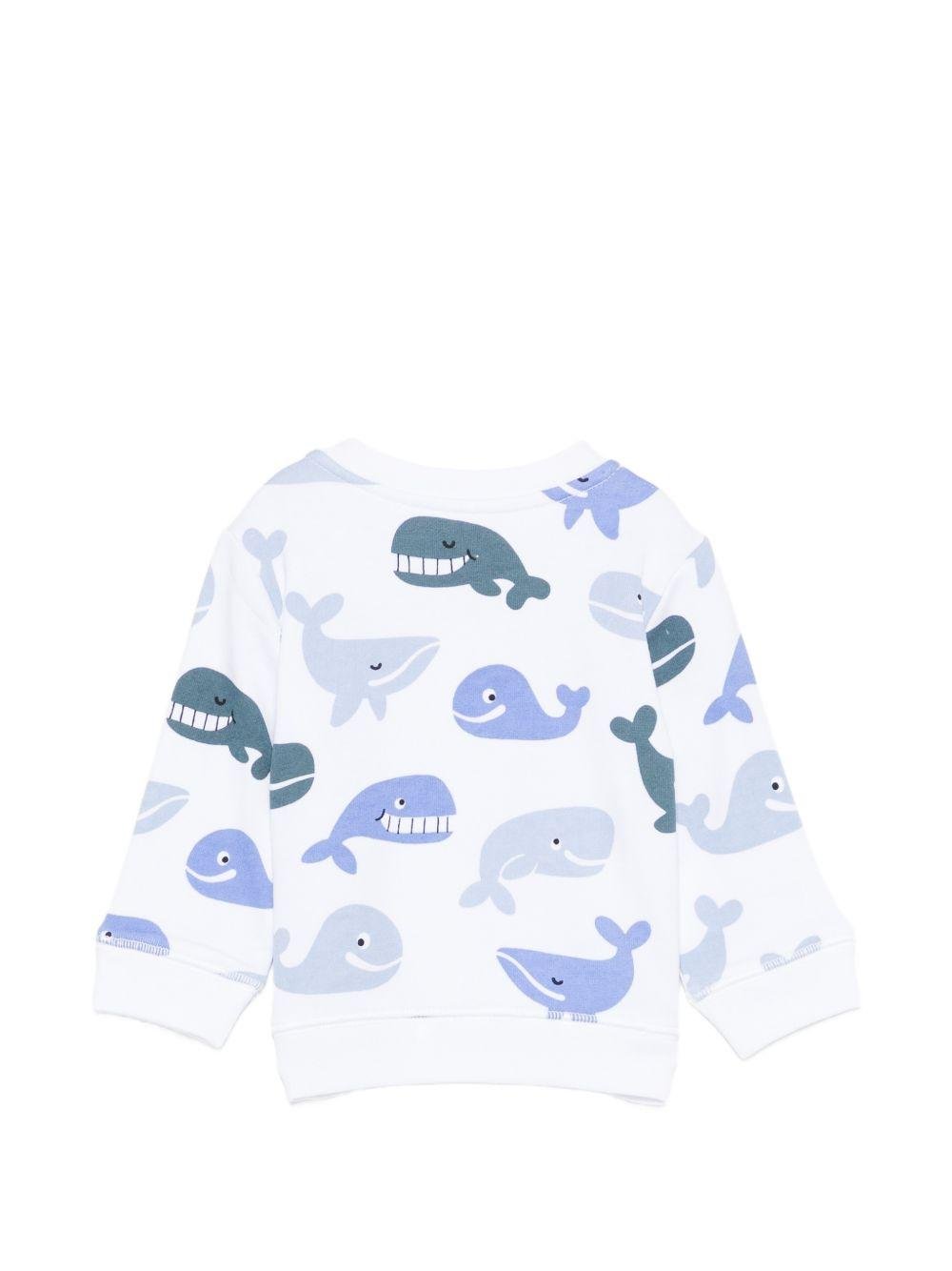 Felpa per neonato Stella McCartney Kids bianca con stampa balene all - over - Rubino Kids