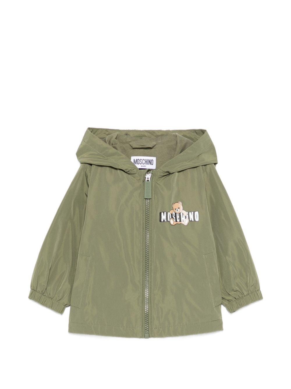 Giacca antipioggia per neonati Moschino Kids verde con stampa Teddy Bear - Rubino Kids