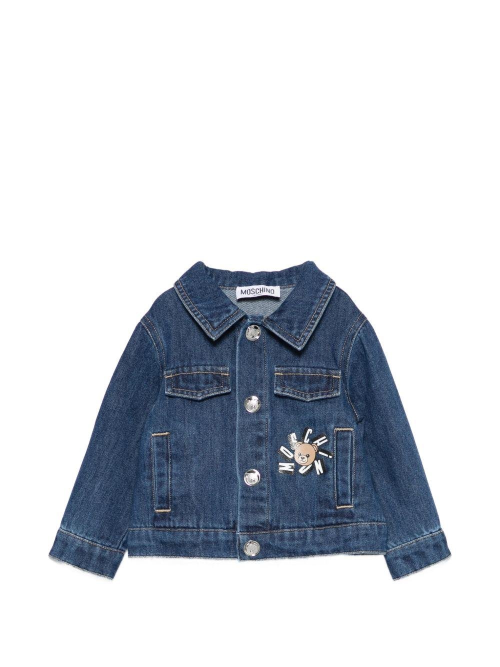 Giacca di jeans per neonati Moschino Kids denim con stampa Teddy Bear - Rubino Kids