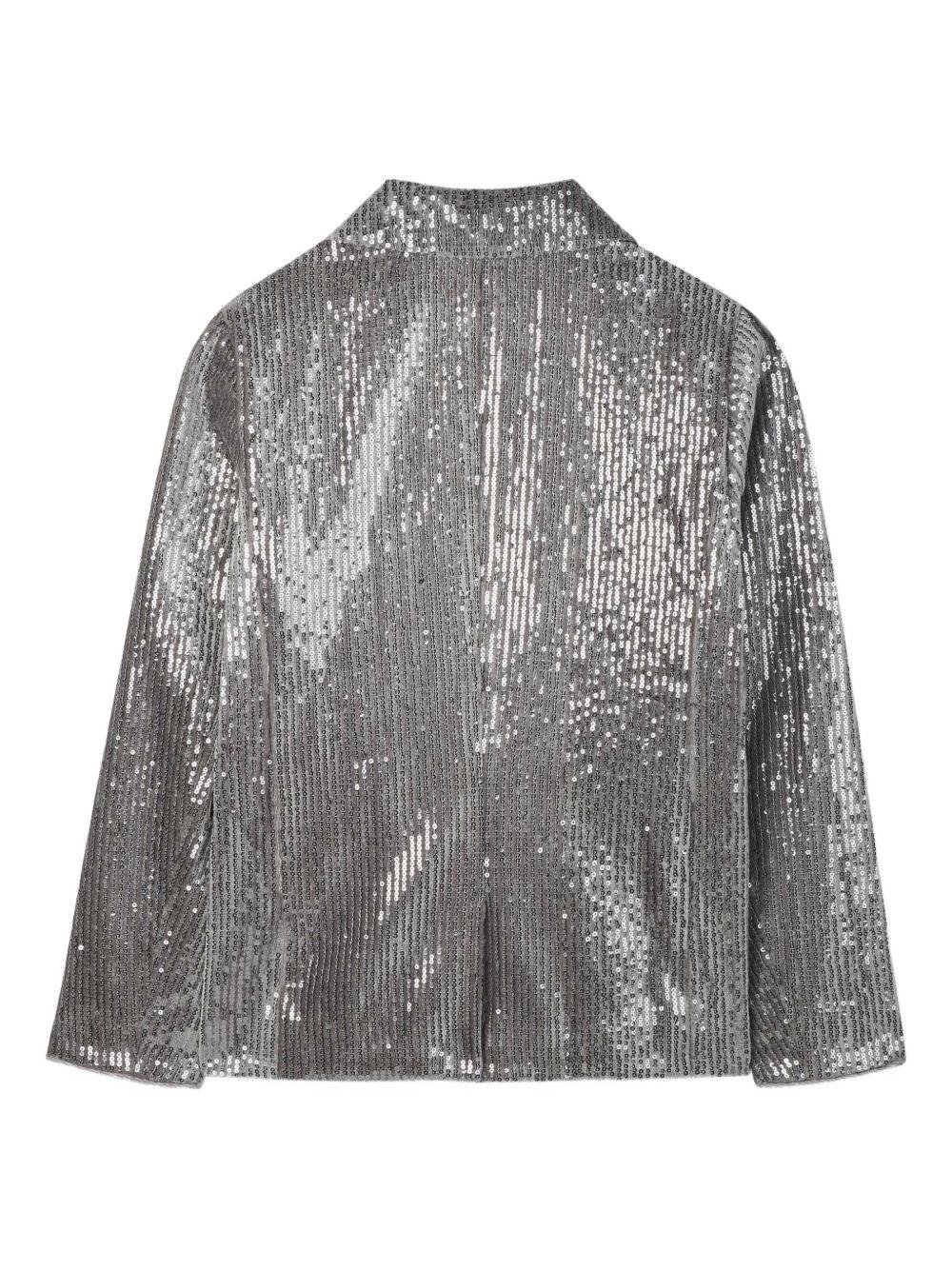 Giacca doppiopetto per bambina Dkny Kids argento con decorazione con paillettes all - over - Rubino Kids