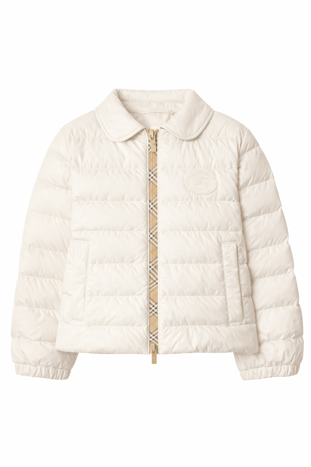 Giacca per bambina Burberry Kids bianca con colletto alla Peter Pan - Rubino Kids