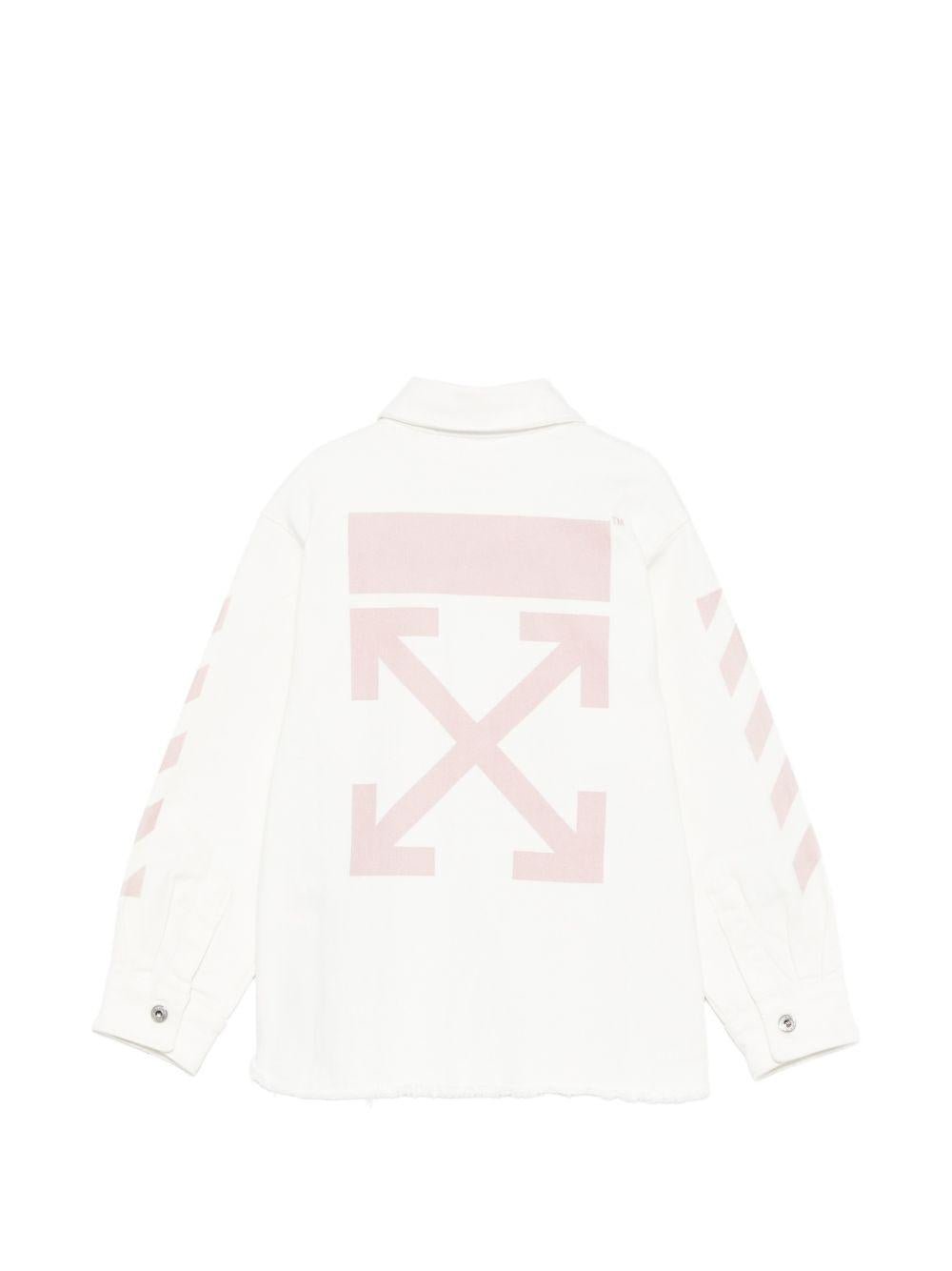 Giacca per bambina Off - White Kids bianca con striscie sulla manica - Rubino Kids