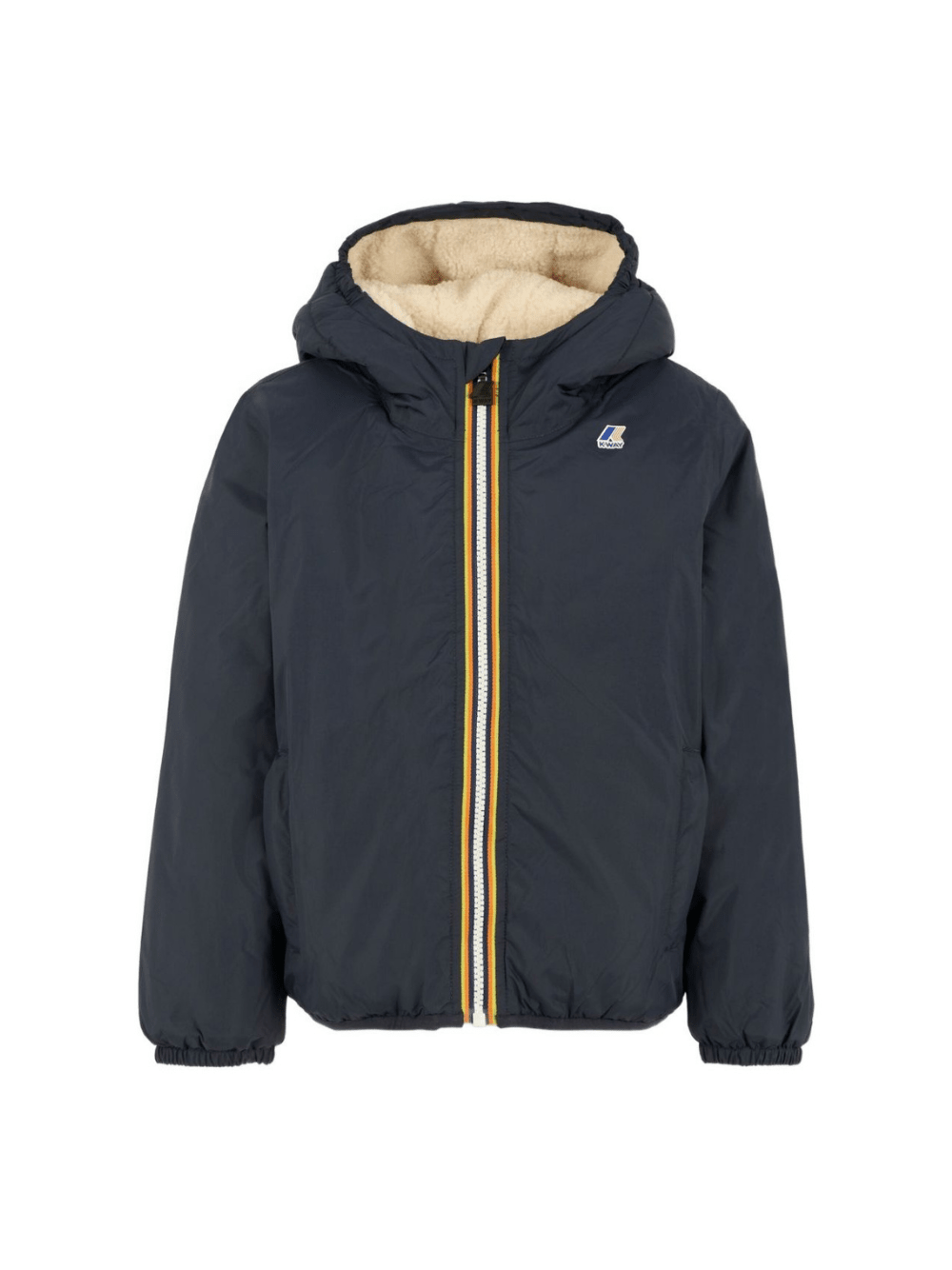 Giacca per bambino K Way Kids blu con cappuccio e fodera in pile - Rubino Kids