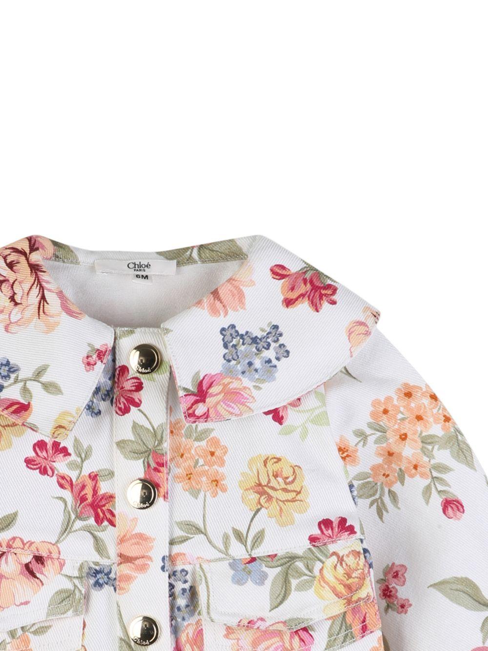 Giacca per neonata Chloé Kids bianca con stampa a fiori - Rubino Kids