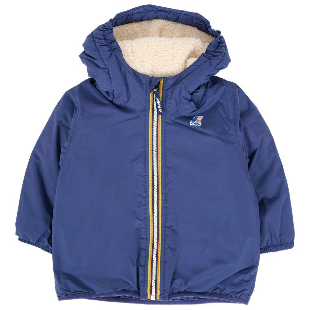 Giacca per neonati K - Way Kids blu con cappuccio e fodera in pile - Rubino Kids