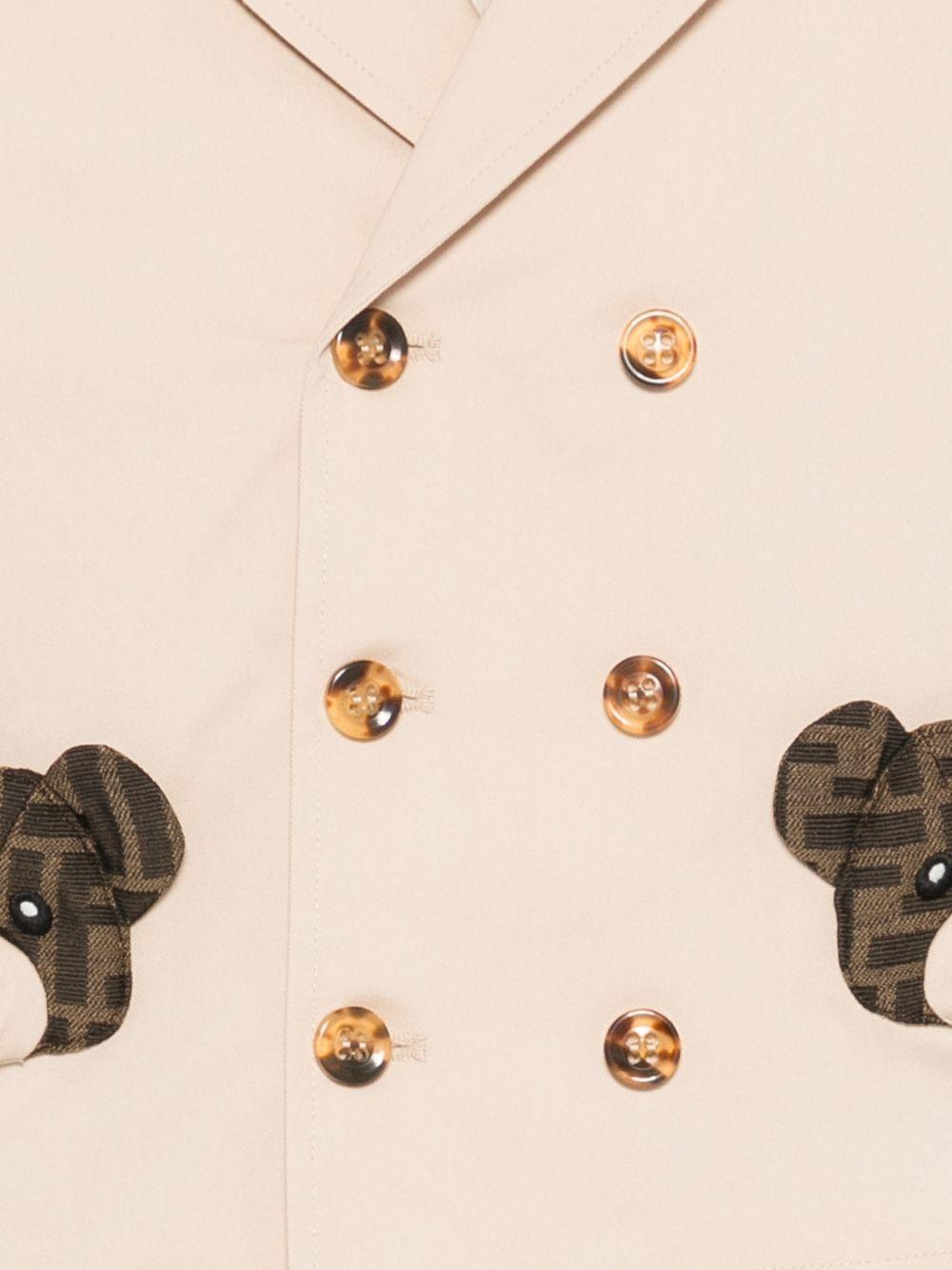 Giacca per neonato Fendi Kids beige con ricamo orsetti con logo FF - Rubino Kids