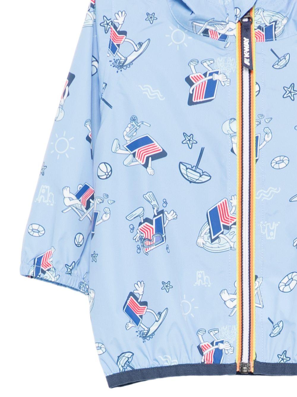Giacca per neonato K Way Kids E. Le Vrai 4.0 Claudine azzurro con stampa all - over - Rubino Kids