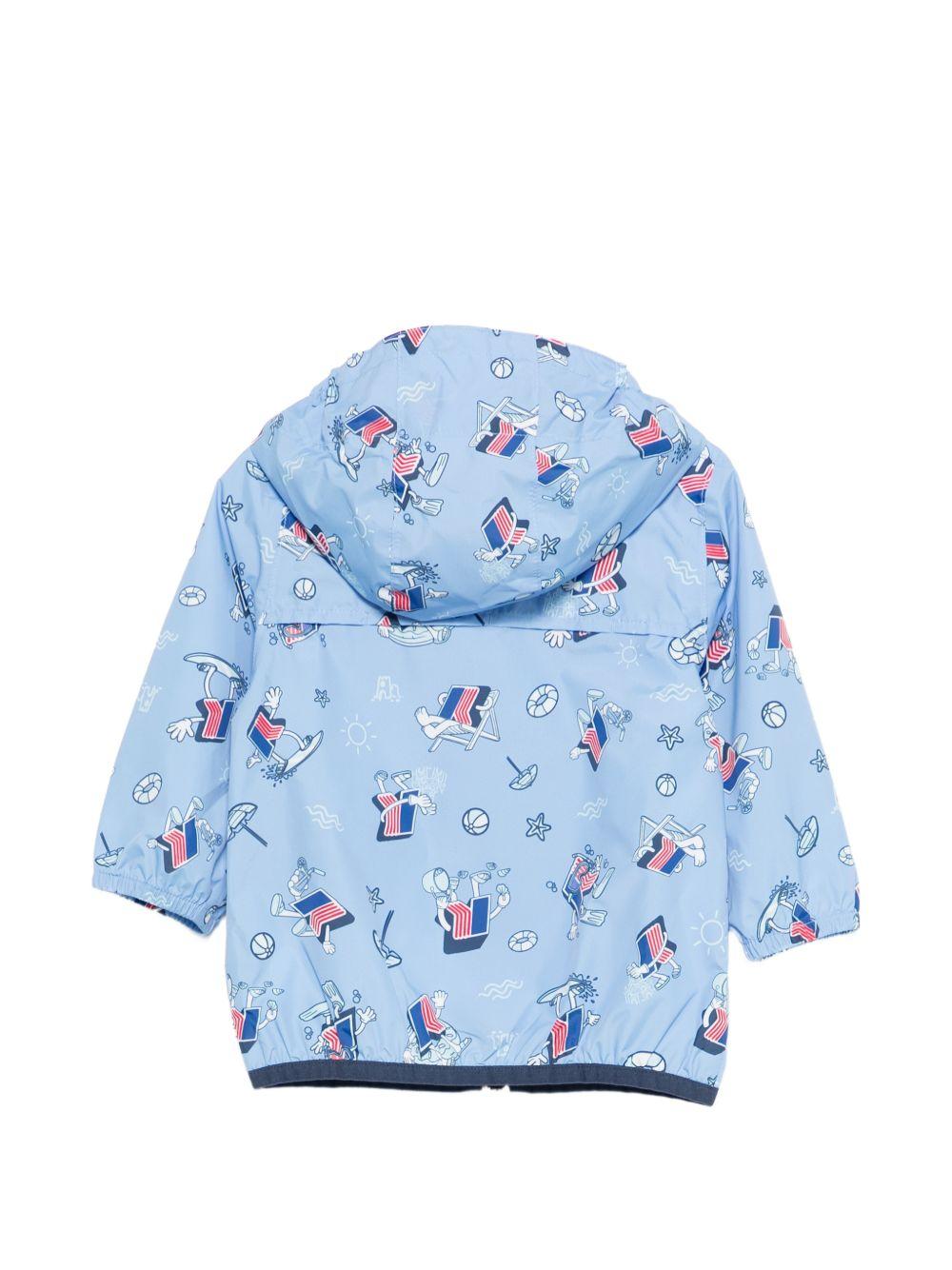 Giacca per neonato K Way Kids E. Le Vrai 4.0 Claudine azzurro con stampa all - over - Rubino Kids