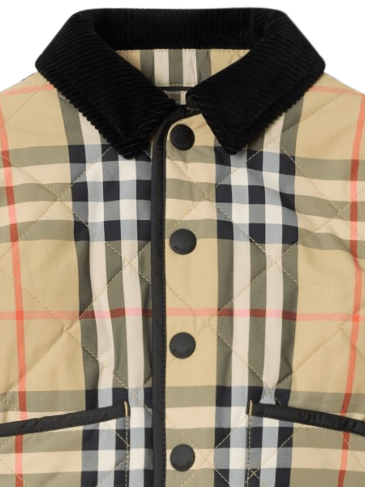 Giacca trapuntata per neonato Burberry Kids beige a quadri con tasche laterali - Rubino Kids