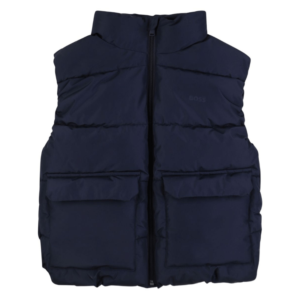 Gilet imbottito per bambino BOSS Kids blu con collo alto - Rubino Kids