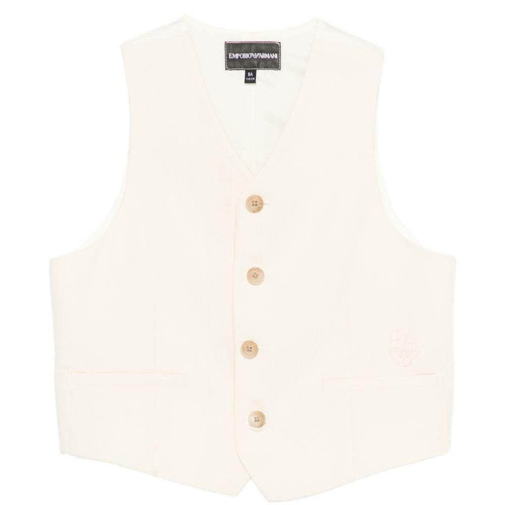 Gilet per bambino Emporio Armani Kids bianco con scollo a V - Rubino Kids