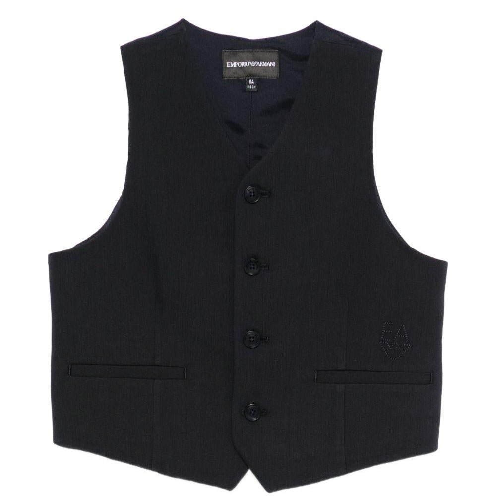 Gilet per bambino Emporio Armani Kids blu con chiusura a bottoni - Rubino Kids