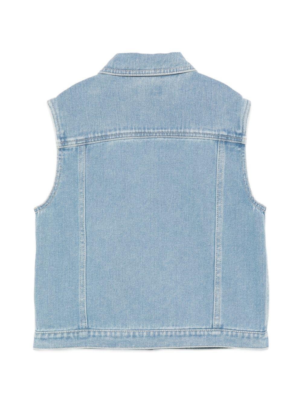 Gilet per bambino Moschino Kids in denim con applicazione - Rubino Kids