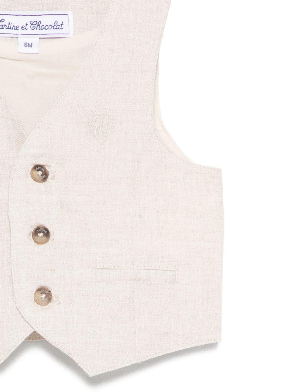 Gilet per neonato Tartine Et Chocolat beige con scollo a V - Rubino Kids