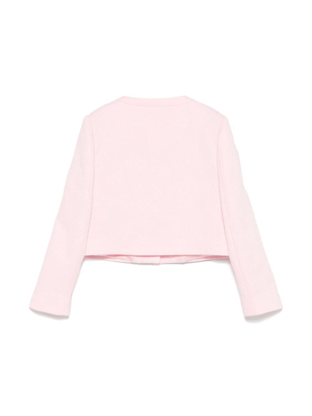 Giubbino jaquard floreale per bambina Versace Kids rosa con maniche lunghe - Rubino Kids