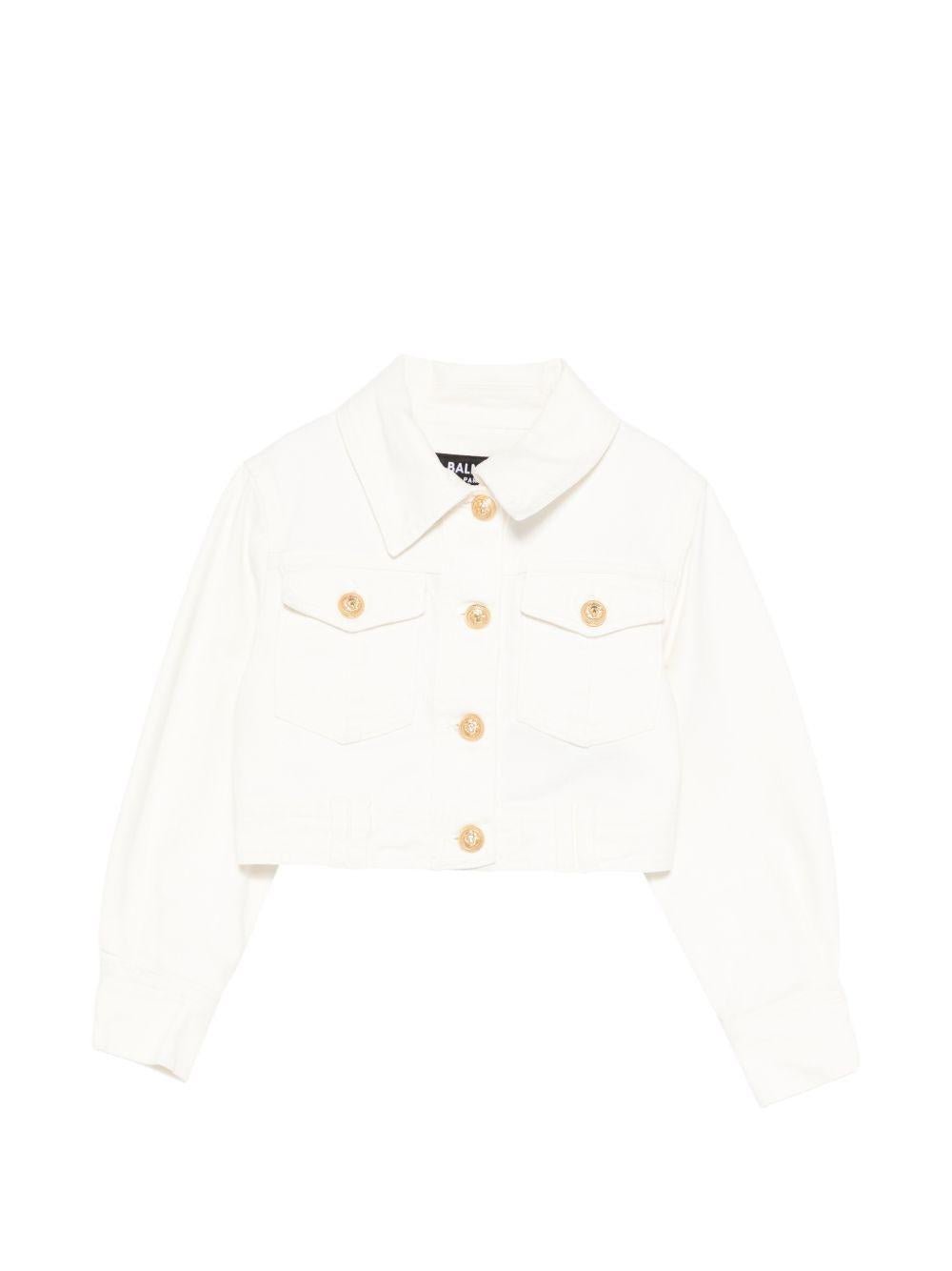 Giubbino per bambina Balmain Kids bianco con bottoni dorati - Rubino Kids