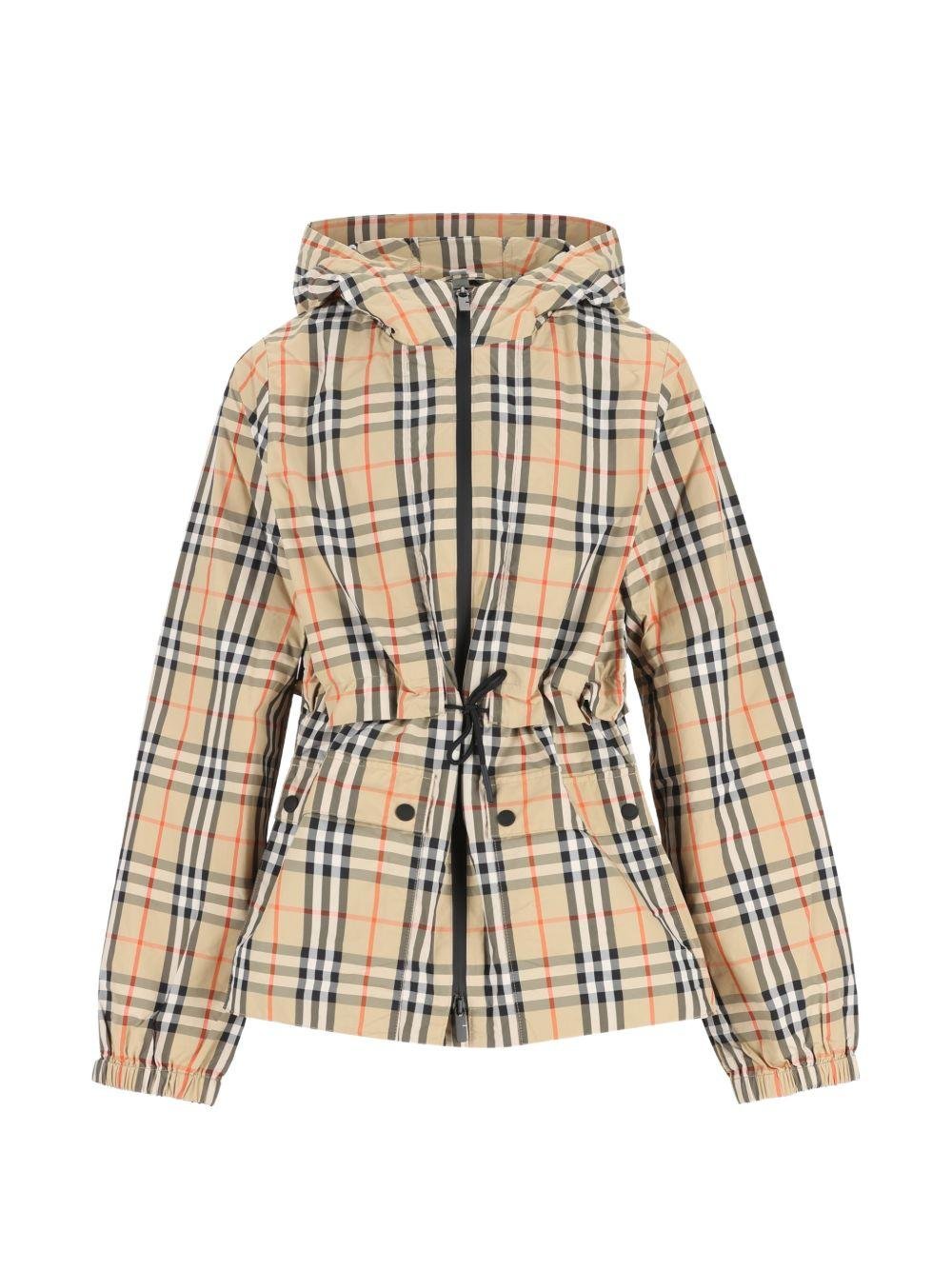 Giubbino per bambina Burberry Kids beige con motivo Vintage Check - Rubino Kids