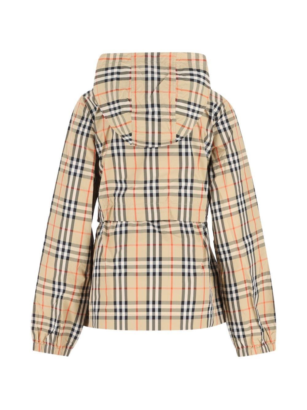 Giubbino per bambina Burberry Kids beige con motivo Vintage Check - Rubino Kids