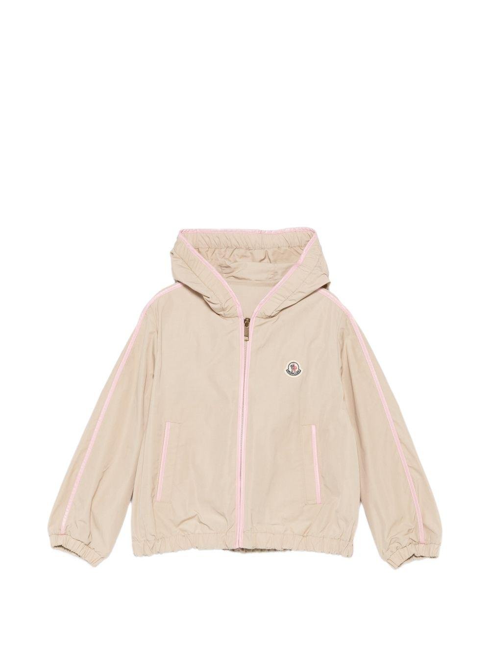 Giubbino per bambina Moncler Enfant beige con cappuccio e cerniera - Rubino Kids
