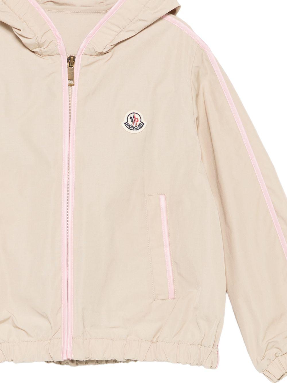 Giubbino per bambina Moncler Enfant beige con cappuccio e cerniera - Rubino Kids