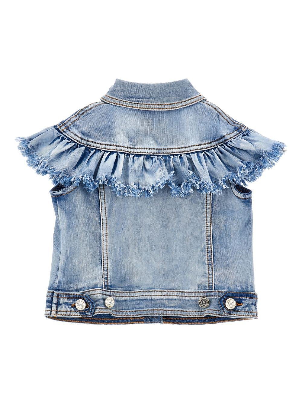 Giubbino per bambina Monnalisa in denim con applicazioni limone - Rubino Kids
