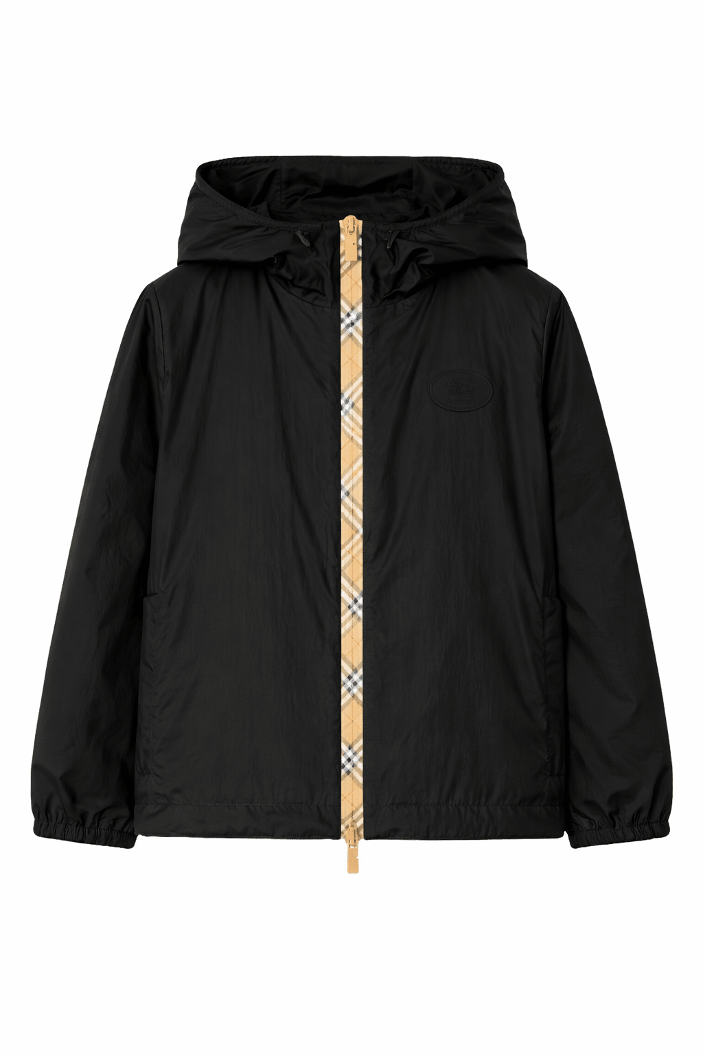 Giubbino per bambini Burberry Kids nero con inserti con motivo Vintage Check - Rubino Kids