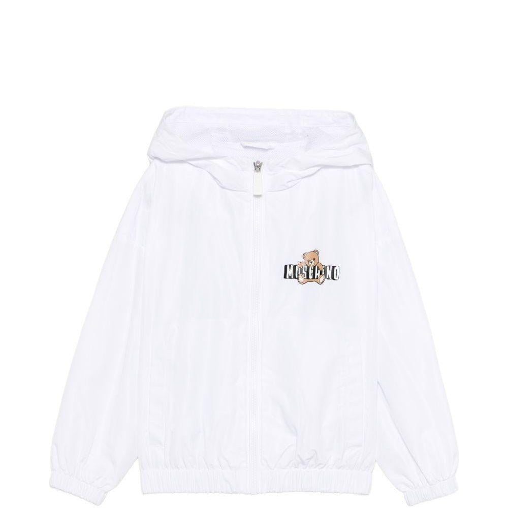 Giubbino per bambini Moschino Kids bianca con stampa Teddy Bear sul davanti - Rubino Kids