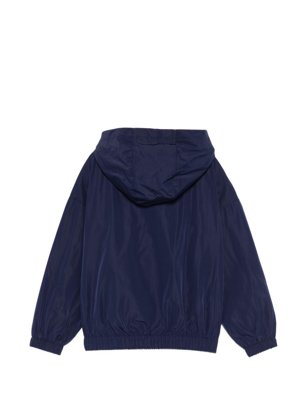 Giubbino per bambini Moschino Kids blu con stampa Teddy Bear sul davanti - Rubino Kids