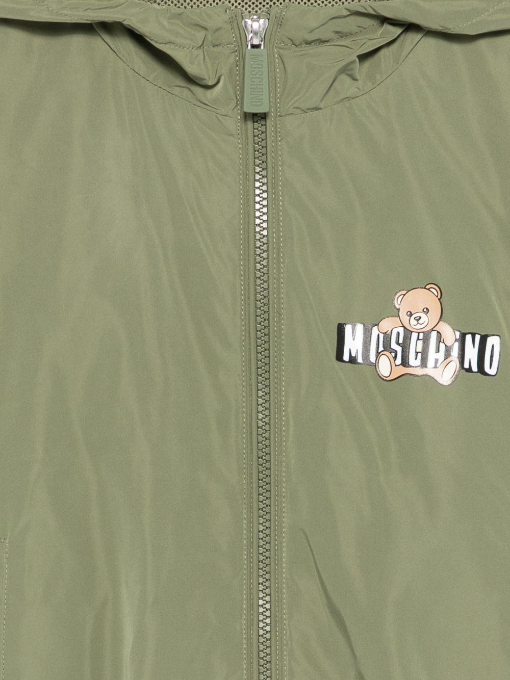 Giubbino per bambini Moschino Kids verde con stampa Teddy Bear sul davanti - Rubino Kids