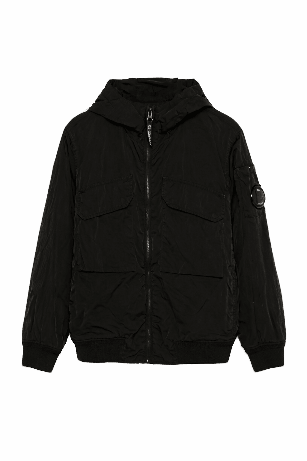 Giubbino per bambino C.P. Company Kids nero con cappuccio e zip - Rubino Kids