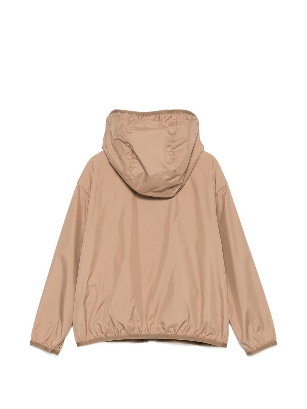 Giubbino per bambino Moncler Enfant marrone chiaro con cappuccio e cerniera - Rubino Kids