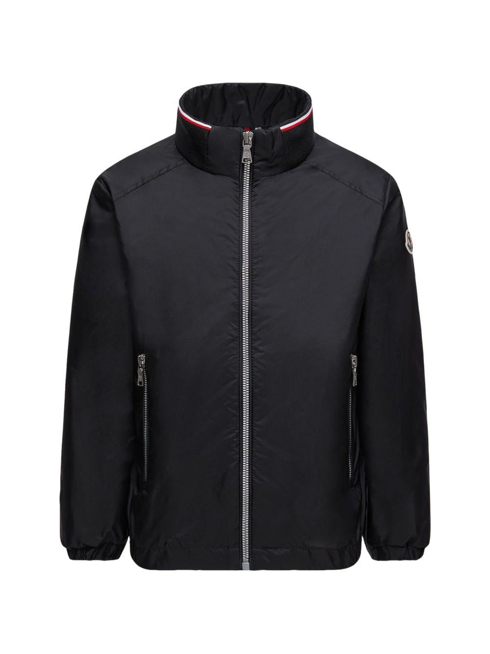 Giubbino per bambino Moncler Enfant nero con applicazione logo - Rubino Kids