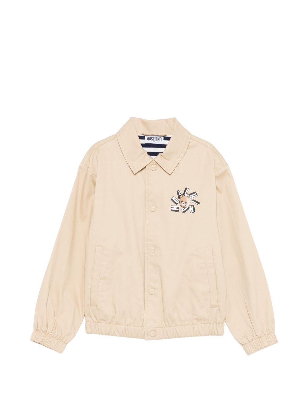 Giubbino per bambino Moschino Kids beige con stampa logo - Rubino Kids
