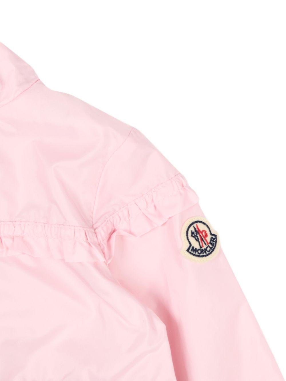 Giubbino per neonata Moncler Enfant rosa con applicazione logo - Rubino Kids