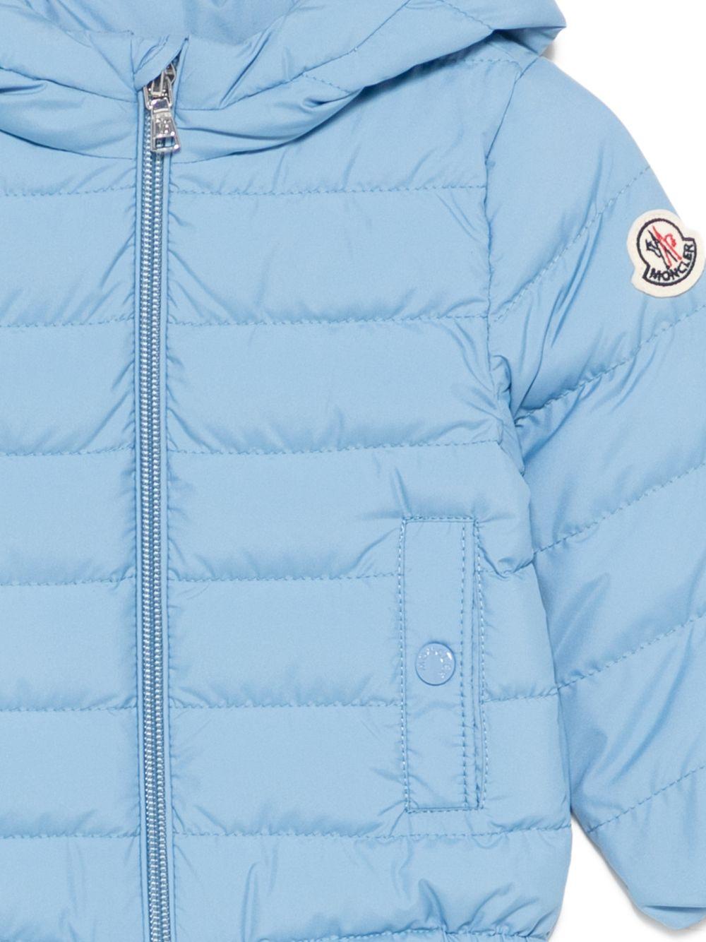 Giubbino per neonato Moncler Enfant azzurro con cappuccio - Rubino Kids