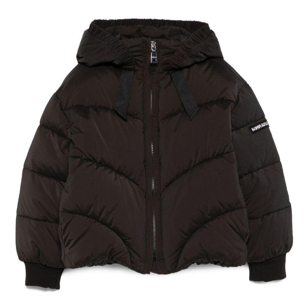 Giubbino trapuntato per bambina Monnalisa nero con cappuccio - Rubino Kids