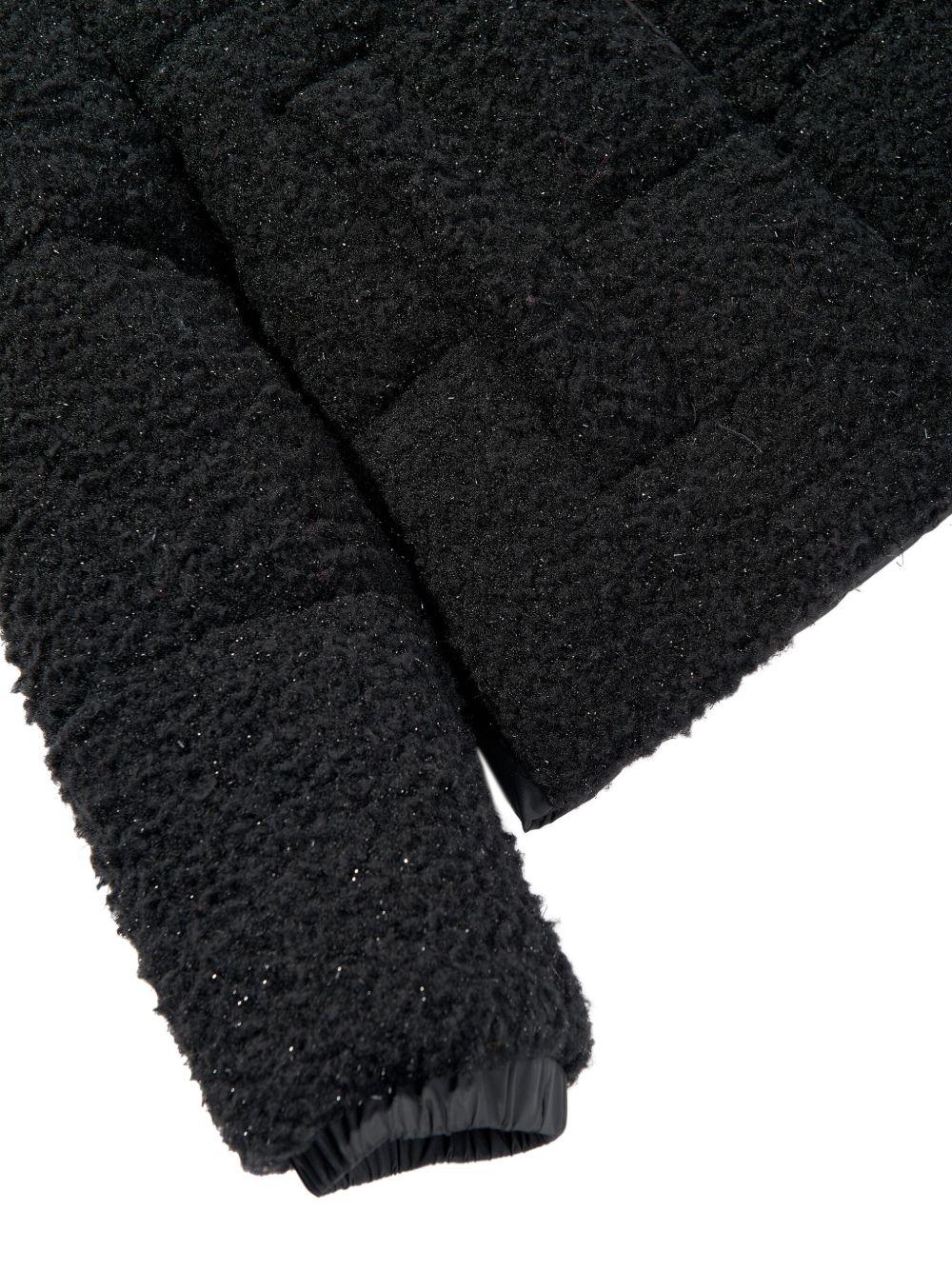 Giubbino Zambaga per bambina Moncler Enfant nero con texture teddy - Rubino Kids